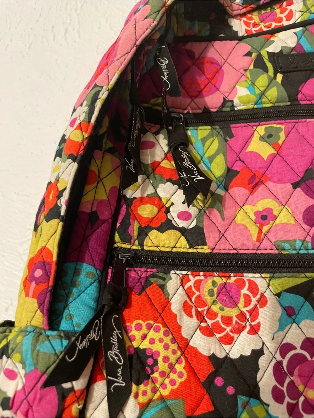 Vera Bradley Floral Quilted Backpack Pink Multicolor